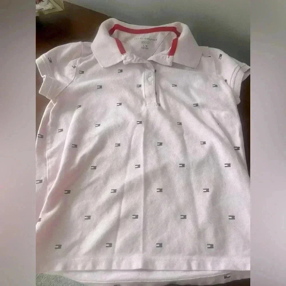 Tommy Hilfiger boys 10-12 all over flag polo
